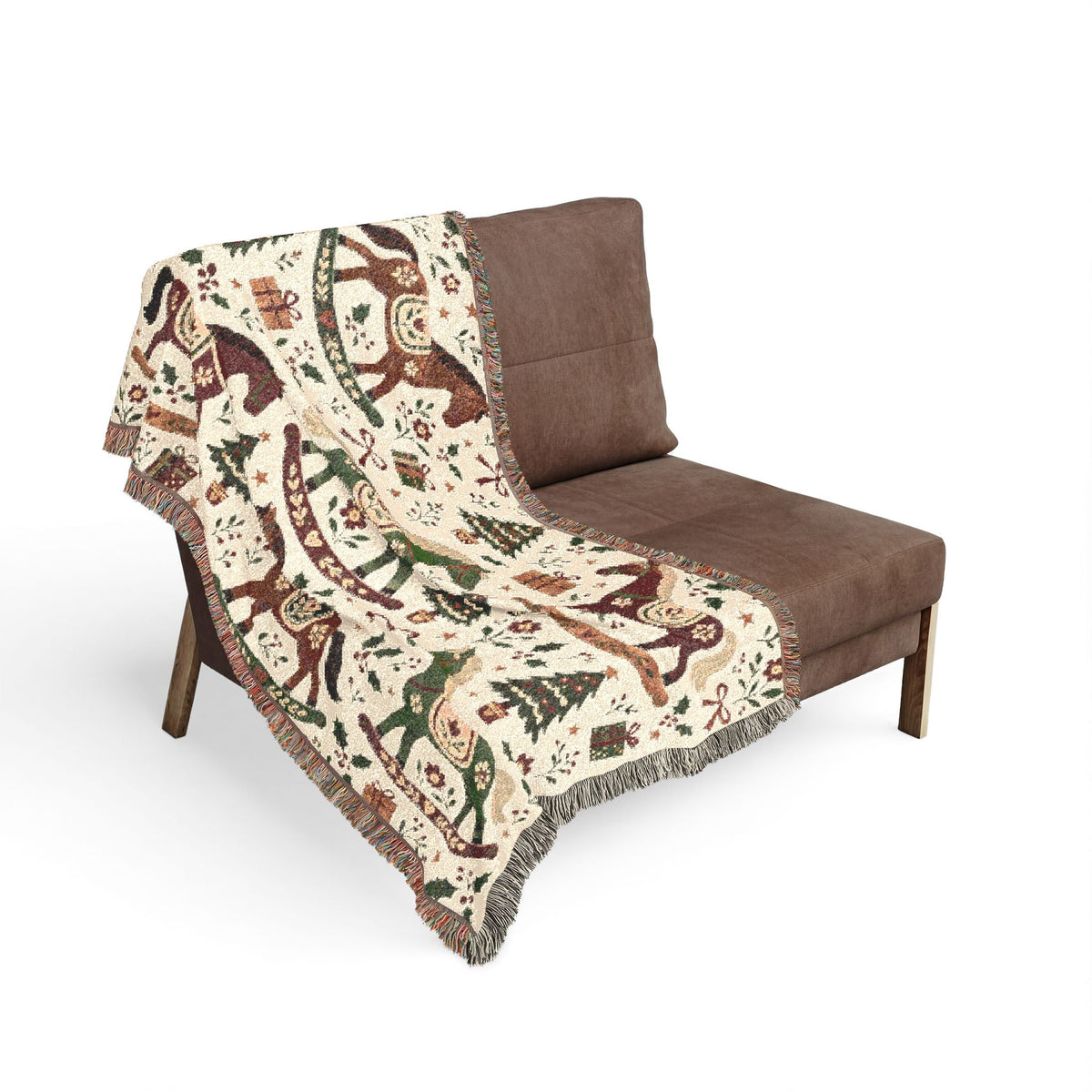 Woven Rocking Horse Holiday Throw Blanket Printify