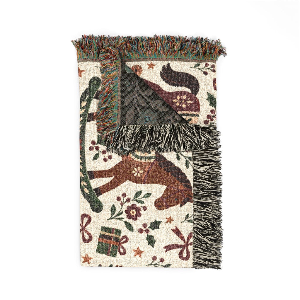 Woven Rocking Horse Holiday Throw Blanket Printify