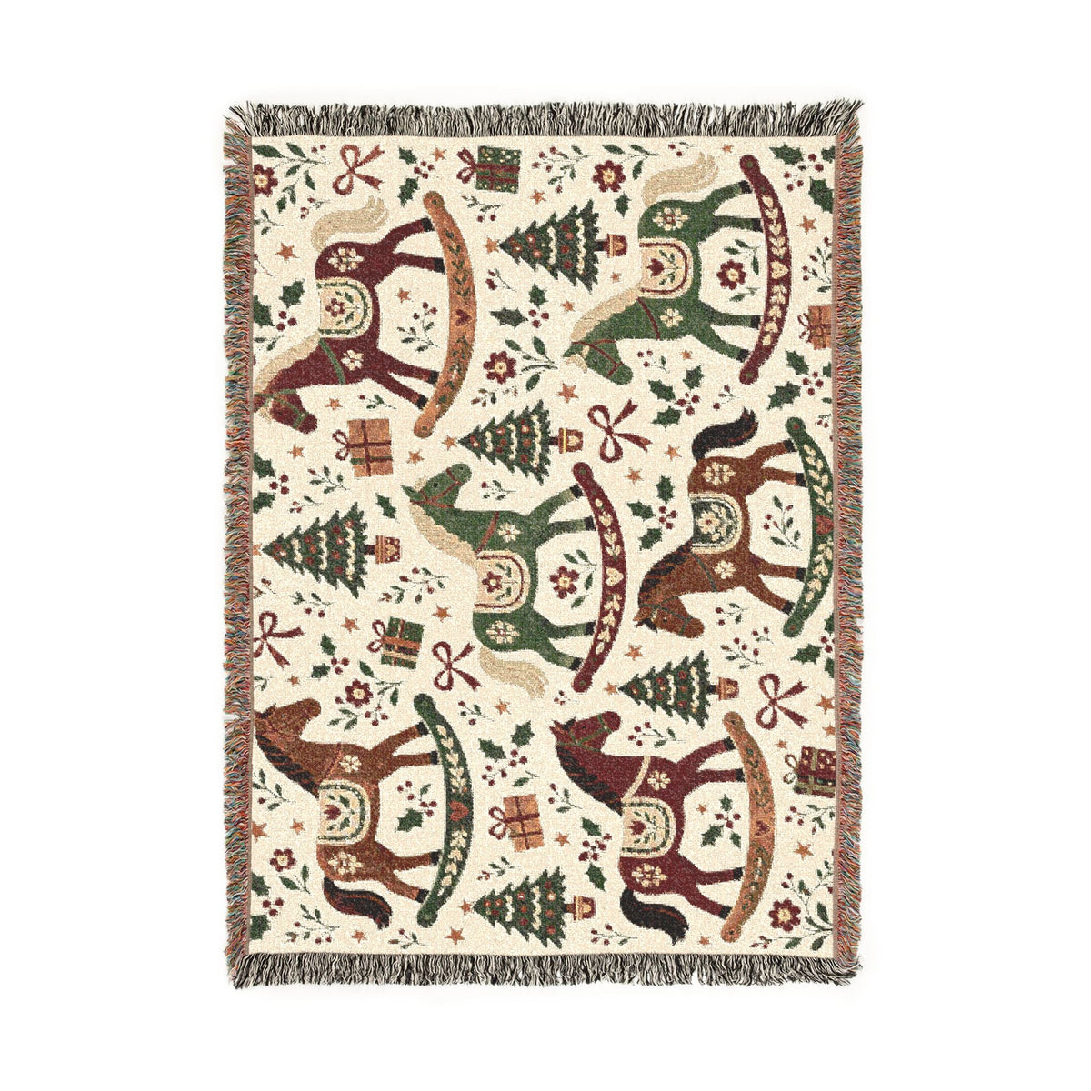 Woven Rocking Horse Holiday Throw Blanket Printify