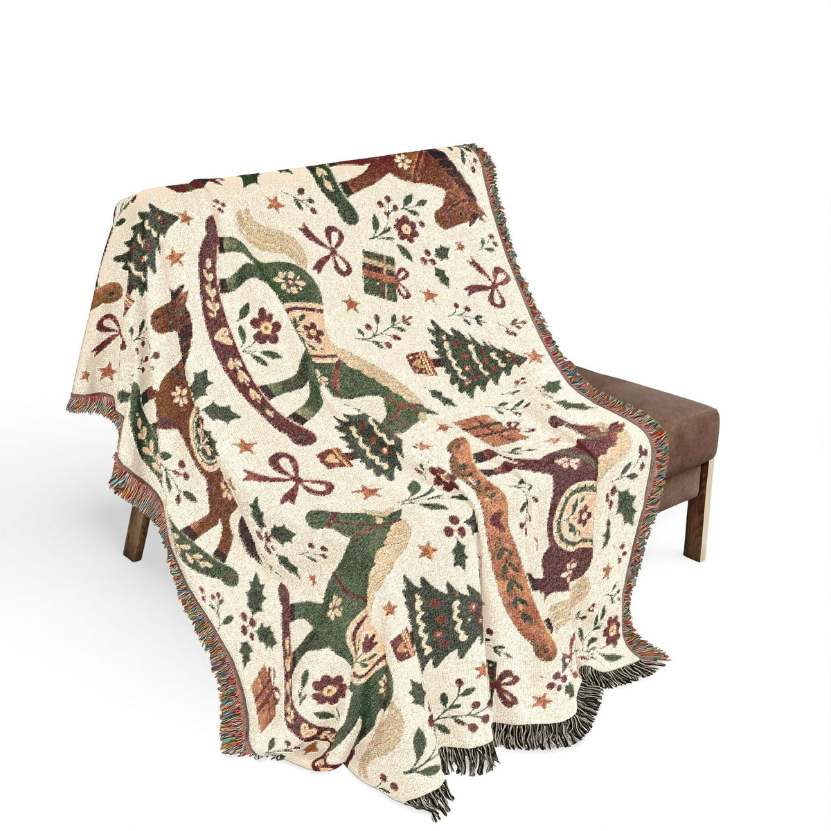 Woven Rocking Horse Holiday Throw Blanket Printify