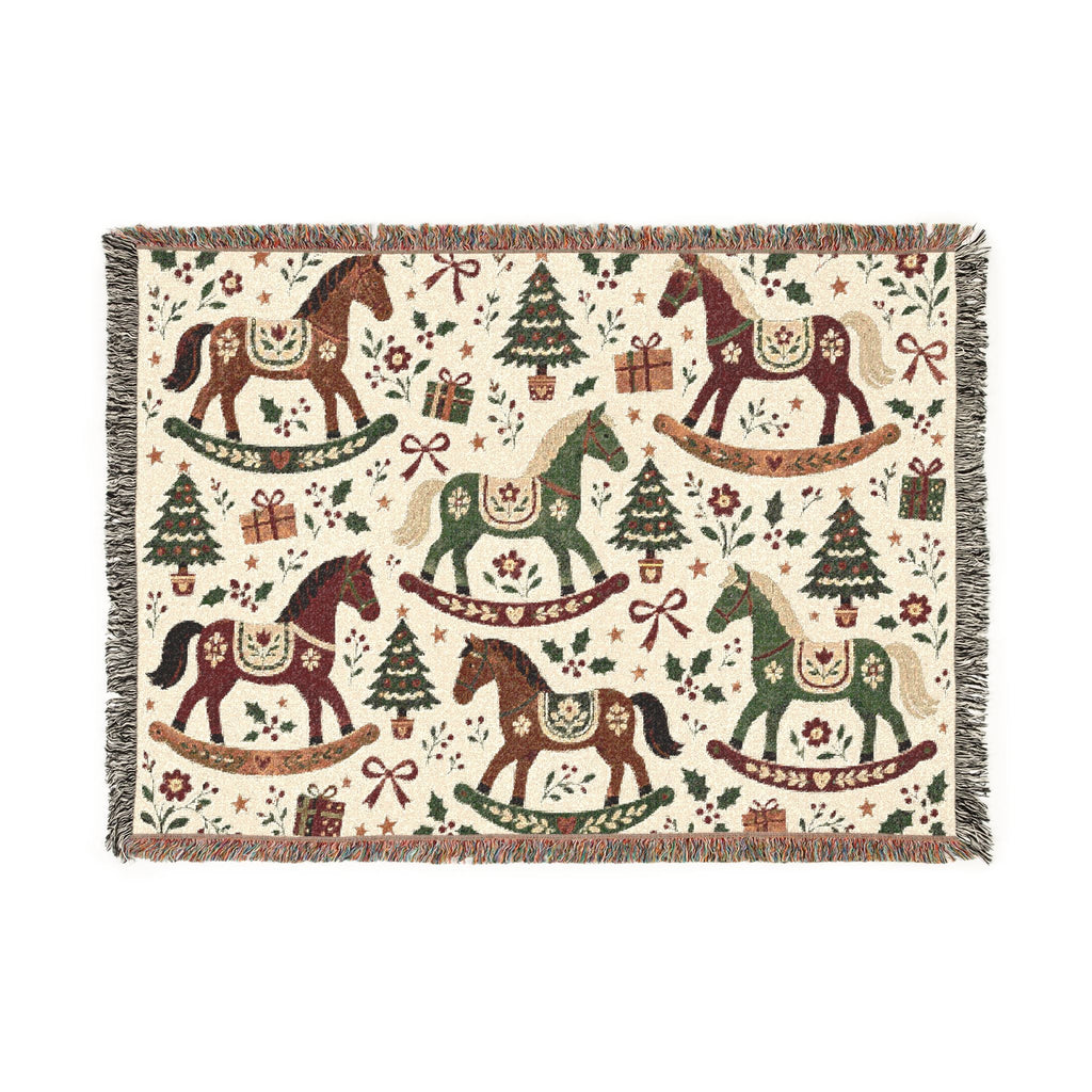 Woven Rocking Horse Holiday Throw Blanket Printify