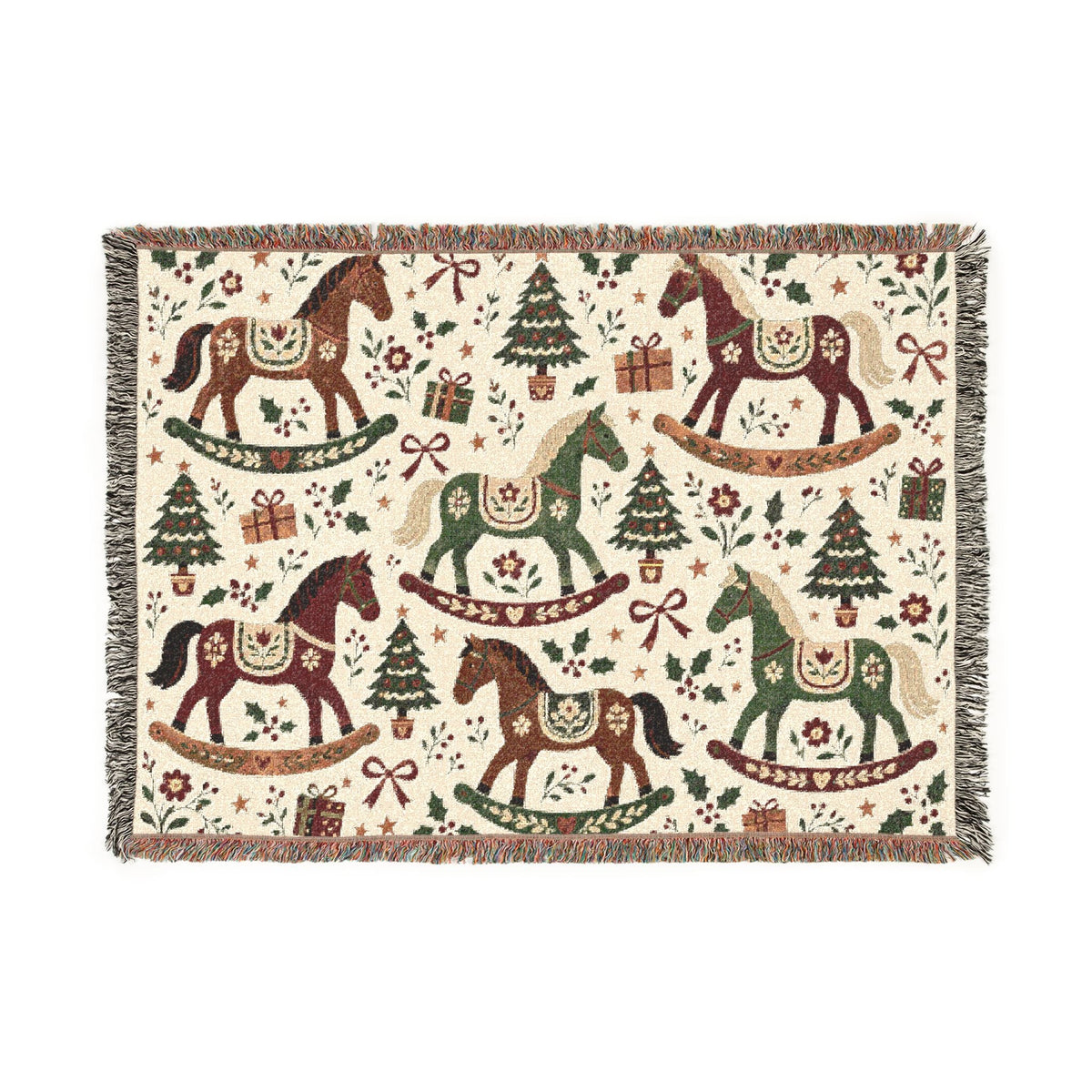 Woven Rocking Horse Holiday Throw Blanket Printify