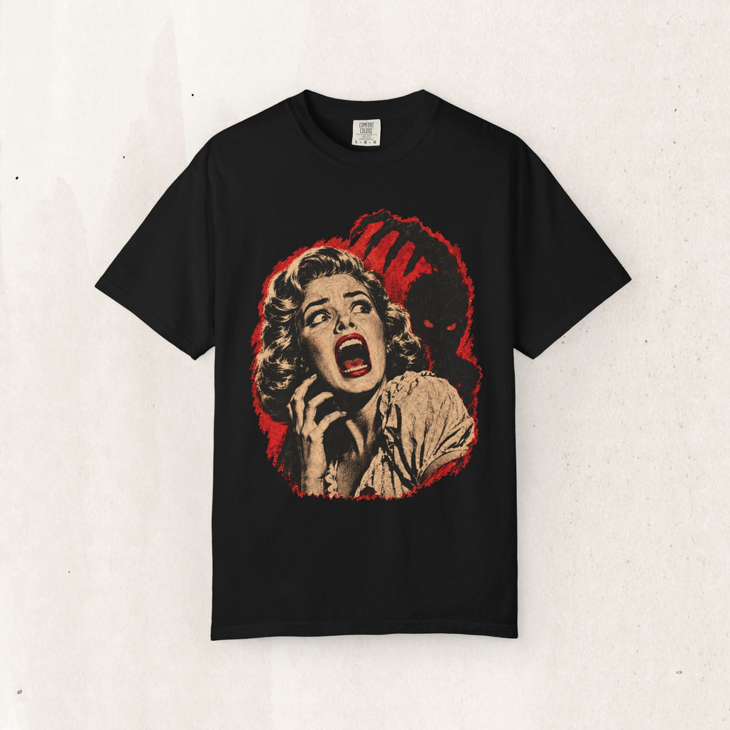 Wicked Thread Society black heavyweight cotton t-shirt featuring a vintage horror movie poster graphic print