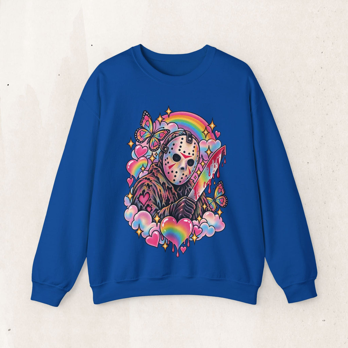 Jason Mask Rainbow Horror Crewneck Sweatshirt – Royal