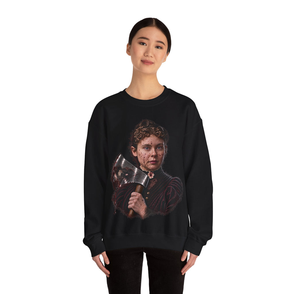 Axe-Wielding Lizzie Borden Crewneck Sweatshirt Printify