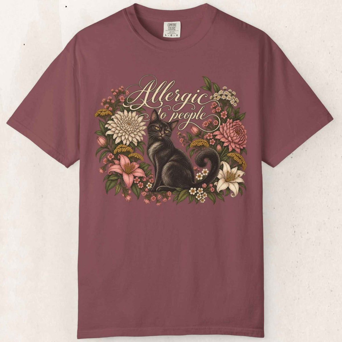 Allergic to Mornings Cat Tee – Brick
