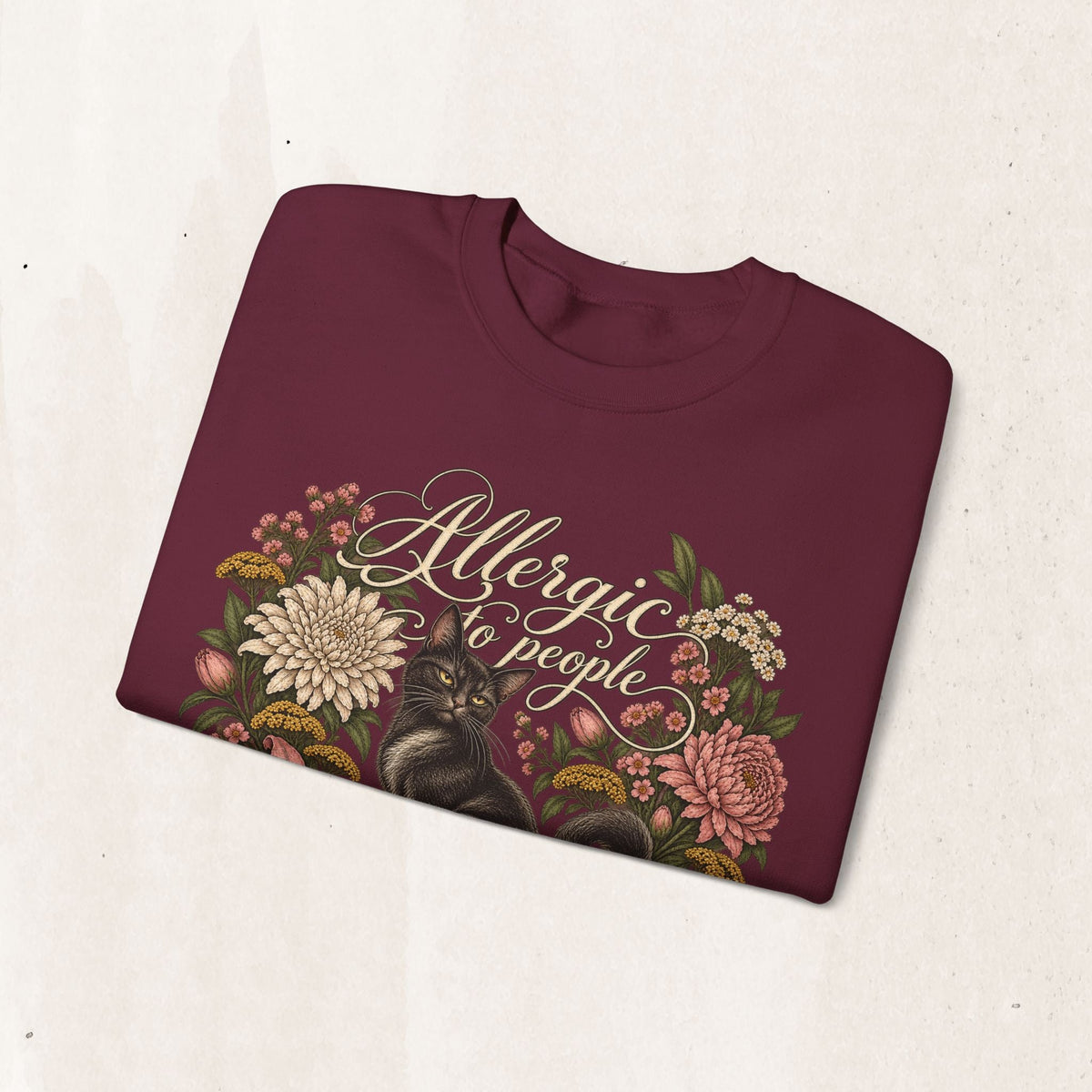 Allergic to People Cat Sweatshirt Printify
