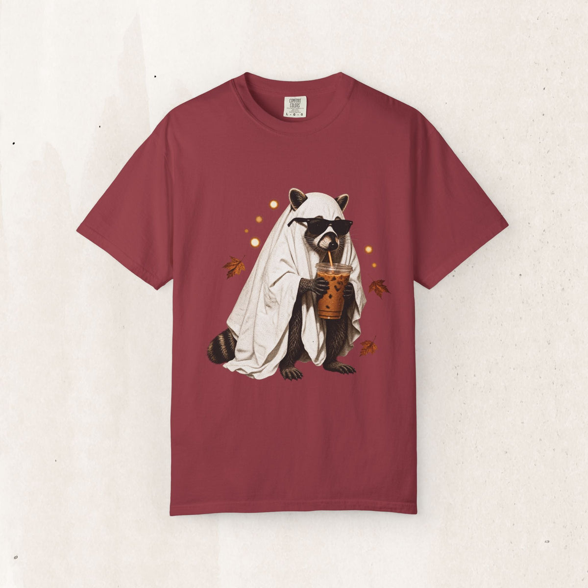 Ghost Raccoon Iced Coffee Tee – Funny Halloween Graphic Shirt – Chili