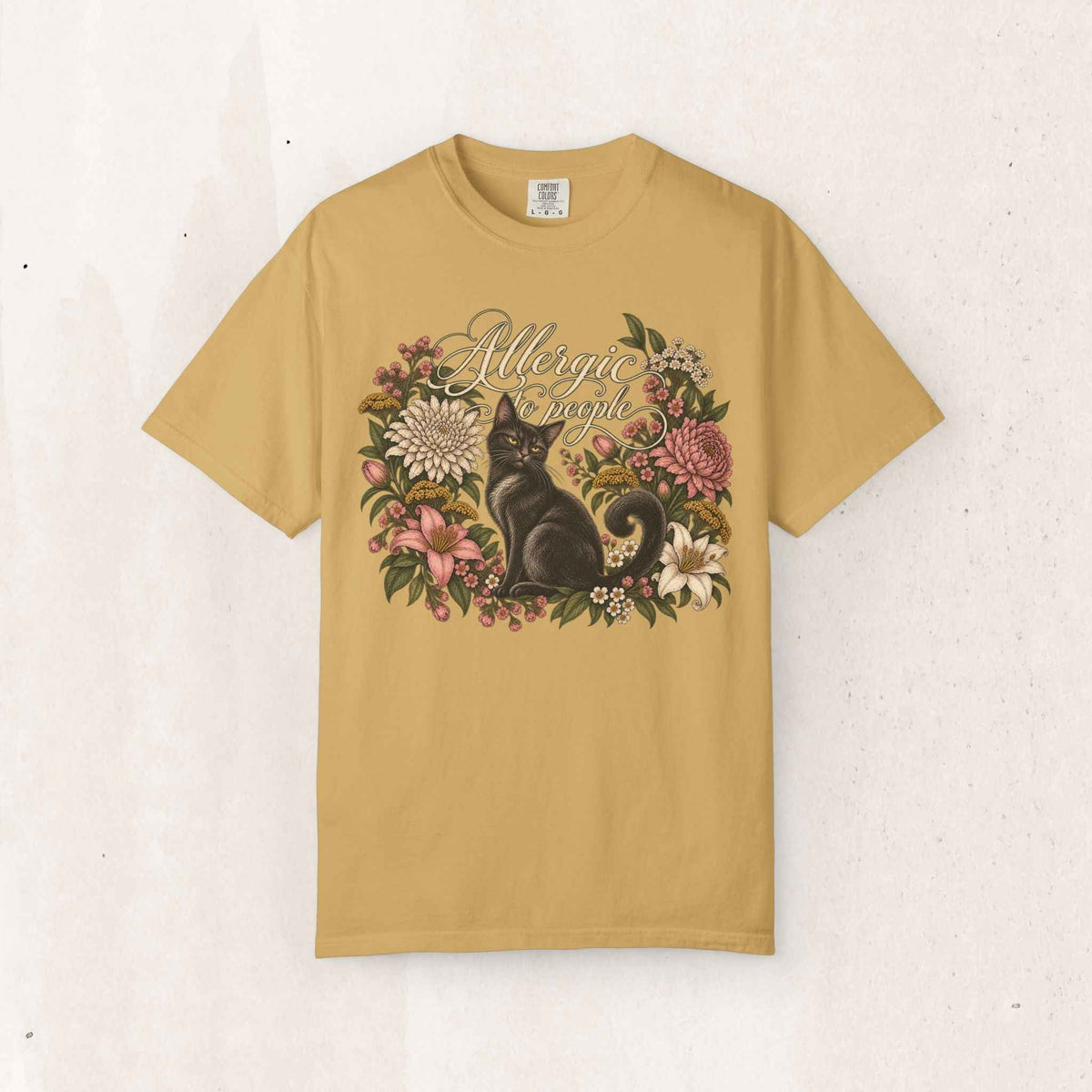 Allergic to Mornings Cat Tee – Mustard