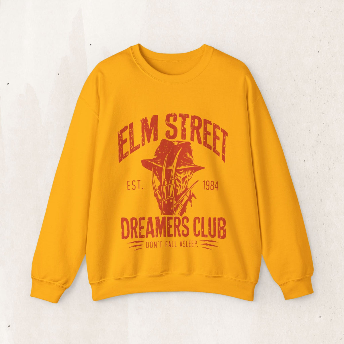 Elm Street Dreamers Club Crewneck Sweatshirt – Gold