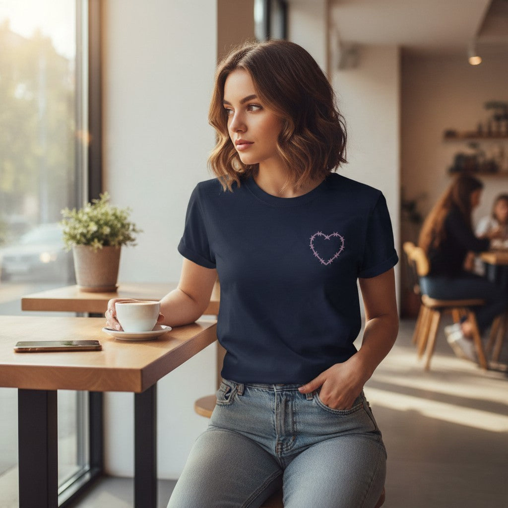 Barbed Wire Heart Graphic Tee in Sand, alternate view