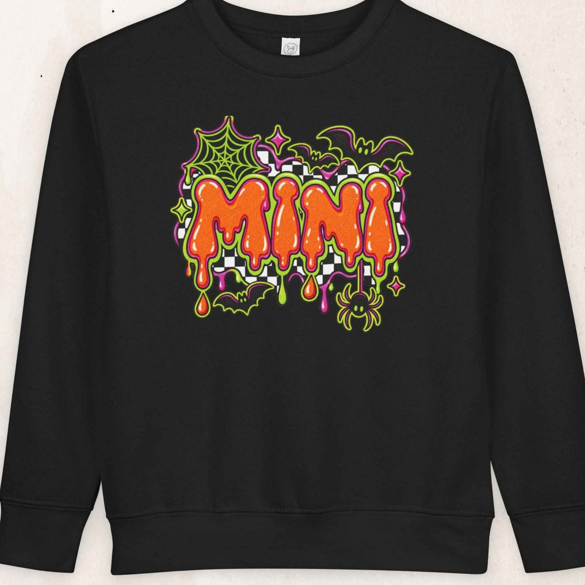 Neon Drip Checkerboard 'Mini' Sweatshirt – Black