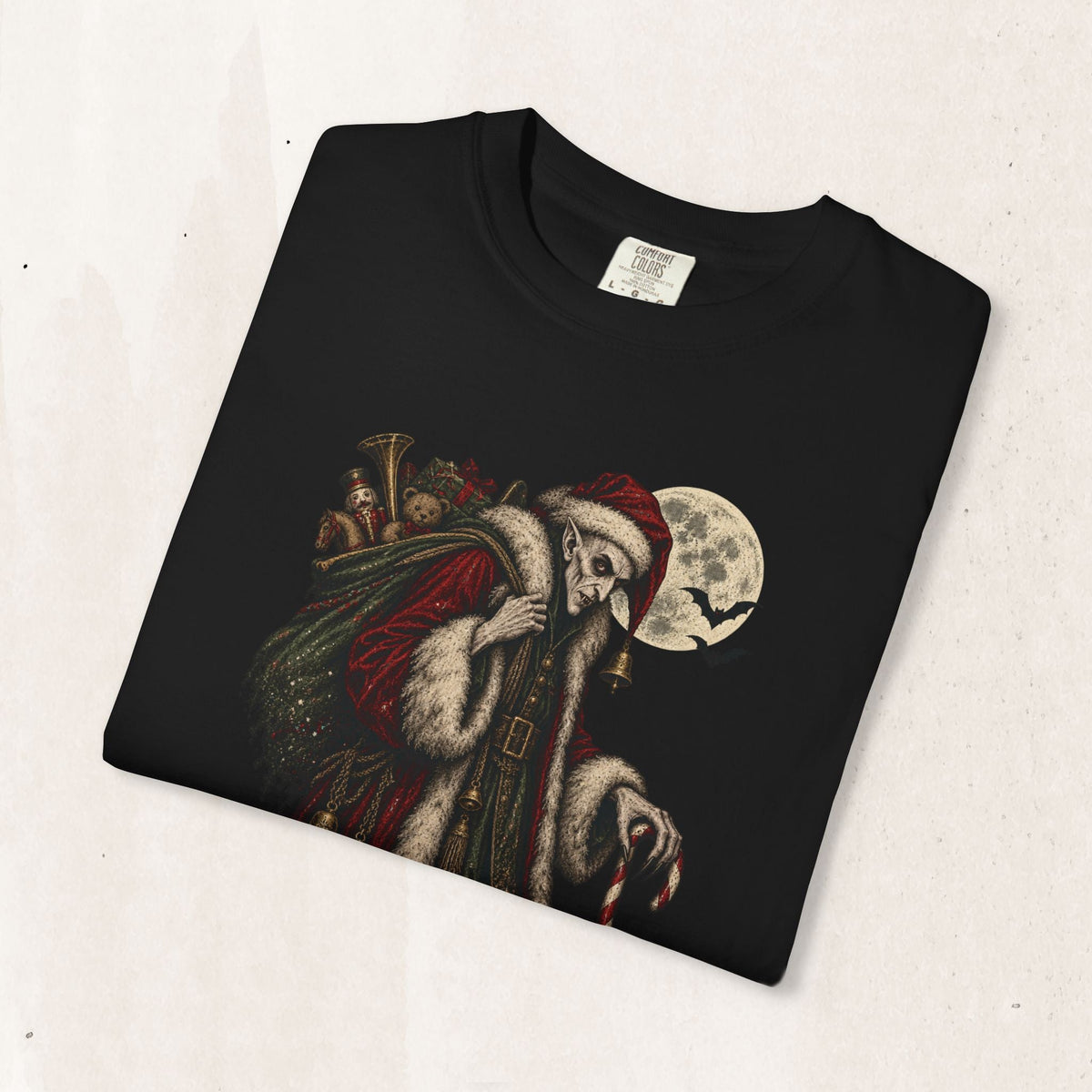 Nosferatu Vampire Santa Tee in Black, alternate view