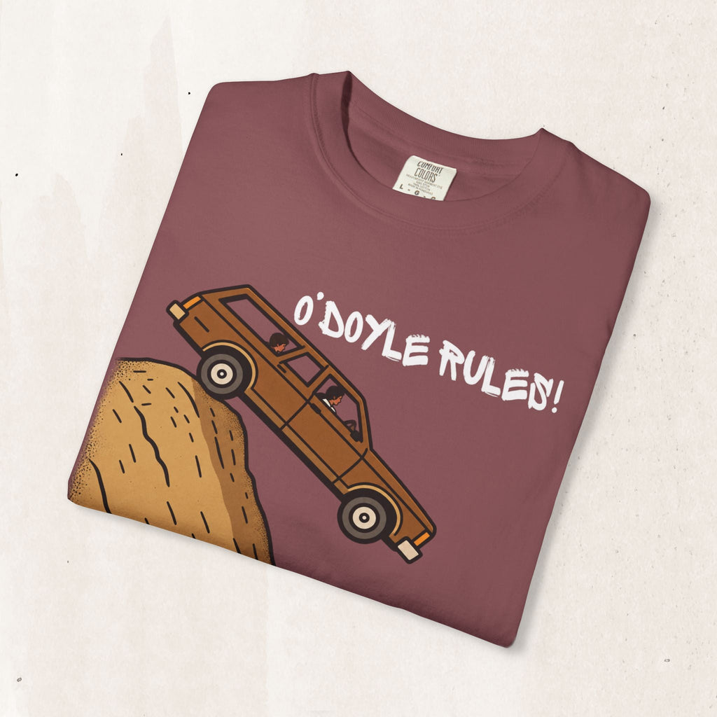 Wicked Thread Society garment-dyed heavyweight cotton tee in maroon featuring a Billy Madison O'Doyle Rules graphic.
