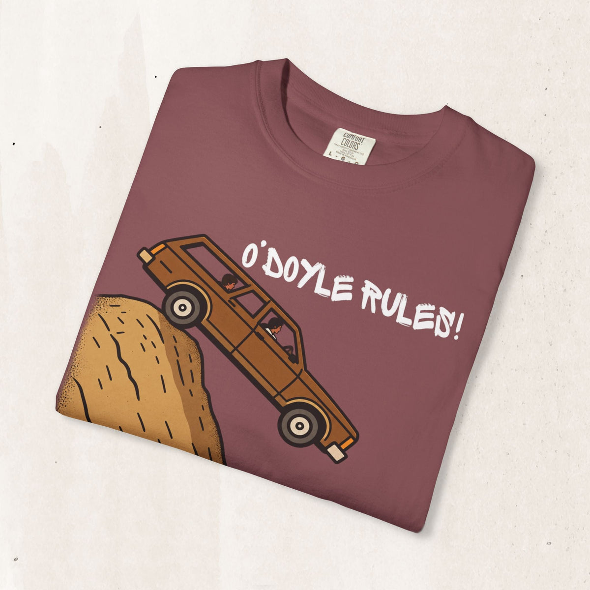 Wicked Thread Society garment-dyed heavyweight cotton tee in maroon featuring a Billy Madison O'Doyle Rules graphic.