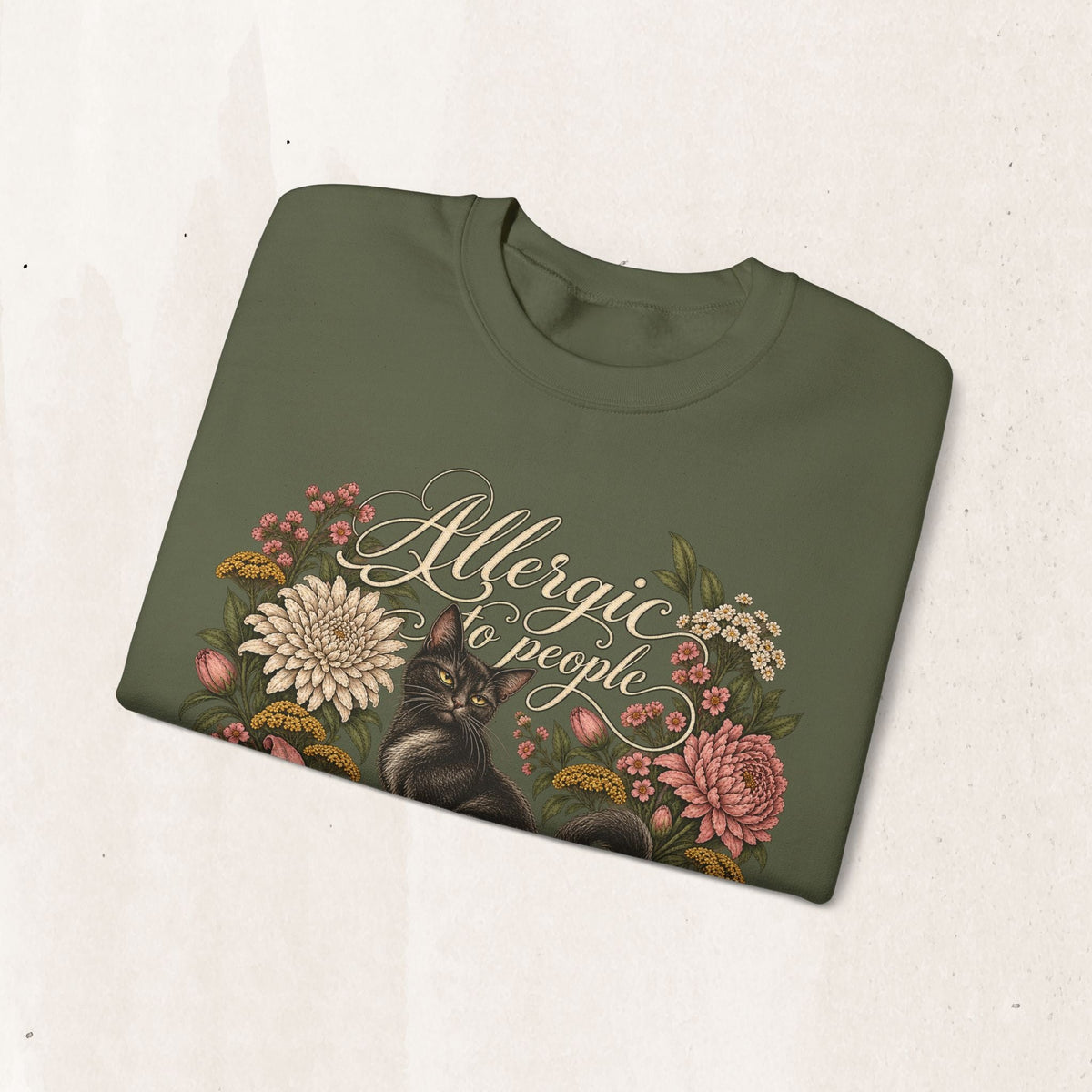Allergic to People Cat Sweatshirt Printify