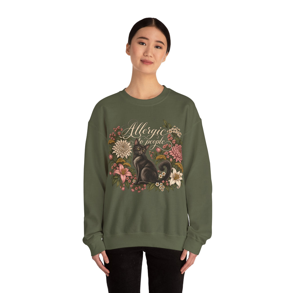 Allergic to People Cat Sweatshirt Printify
