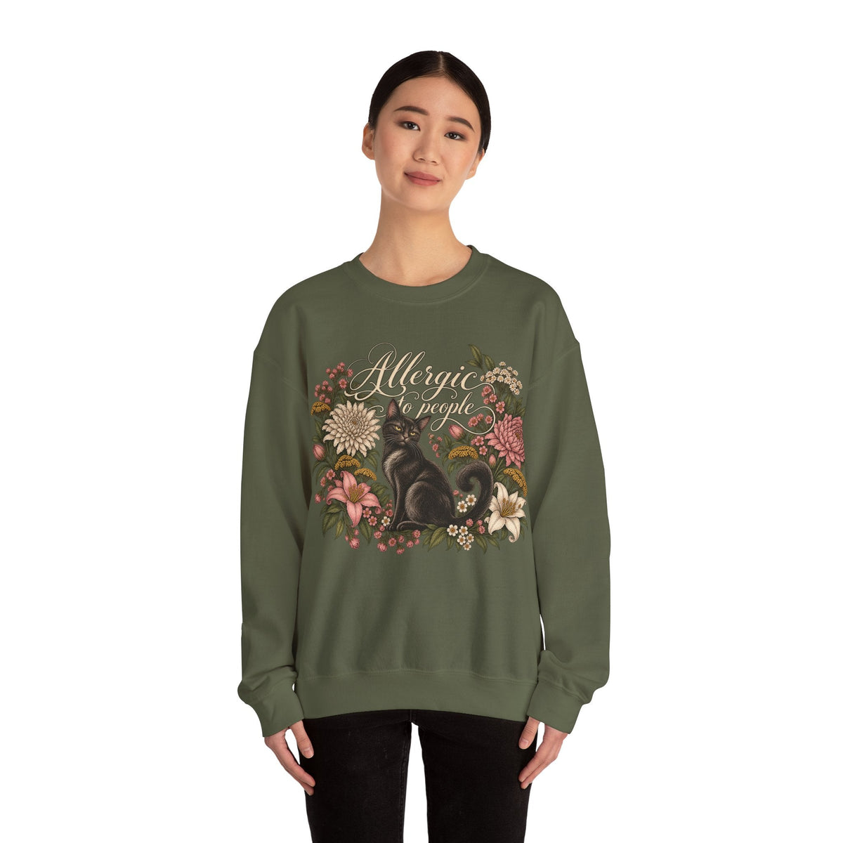 Allergic to People Cat Sweatshirt Printify