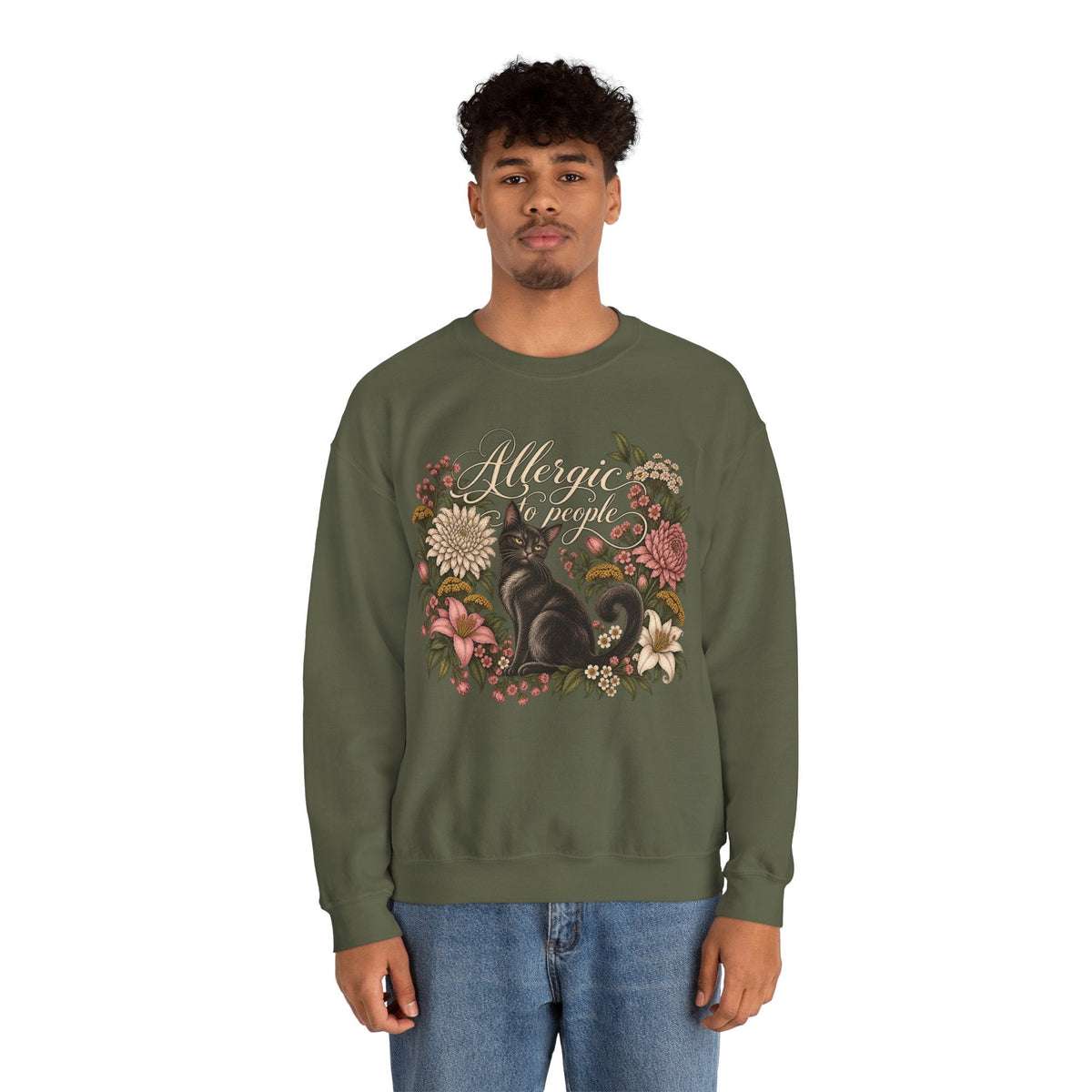 Allergic to People Cat Sweatshirt Printify