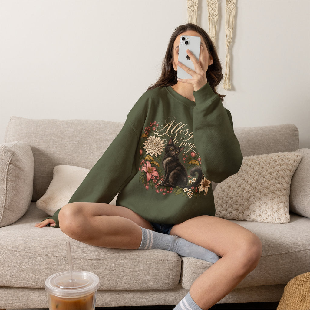 Allergic to People Cat Sweatshirt Printify