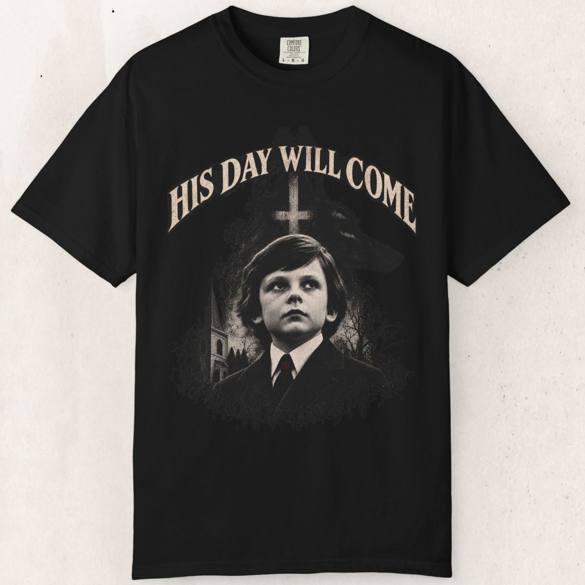 His Day Will Come Tee – The Omen Damien Horror Shirt – Black