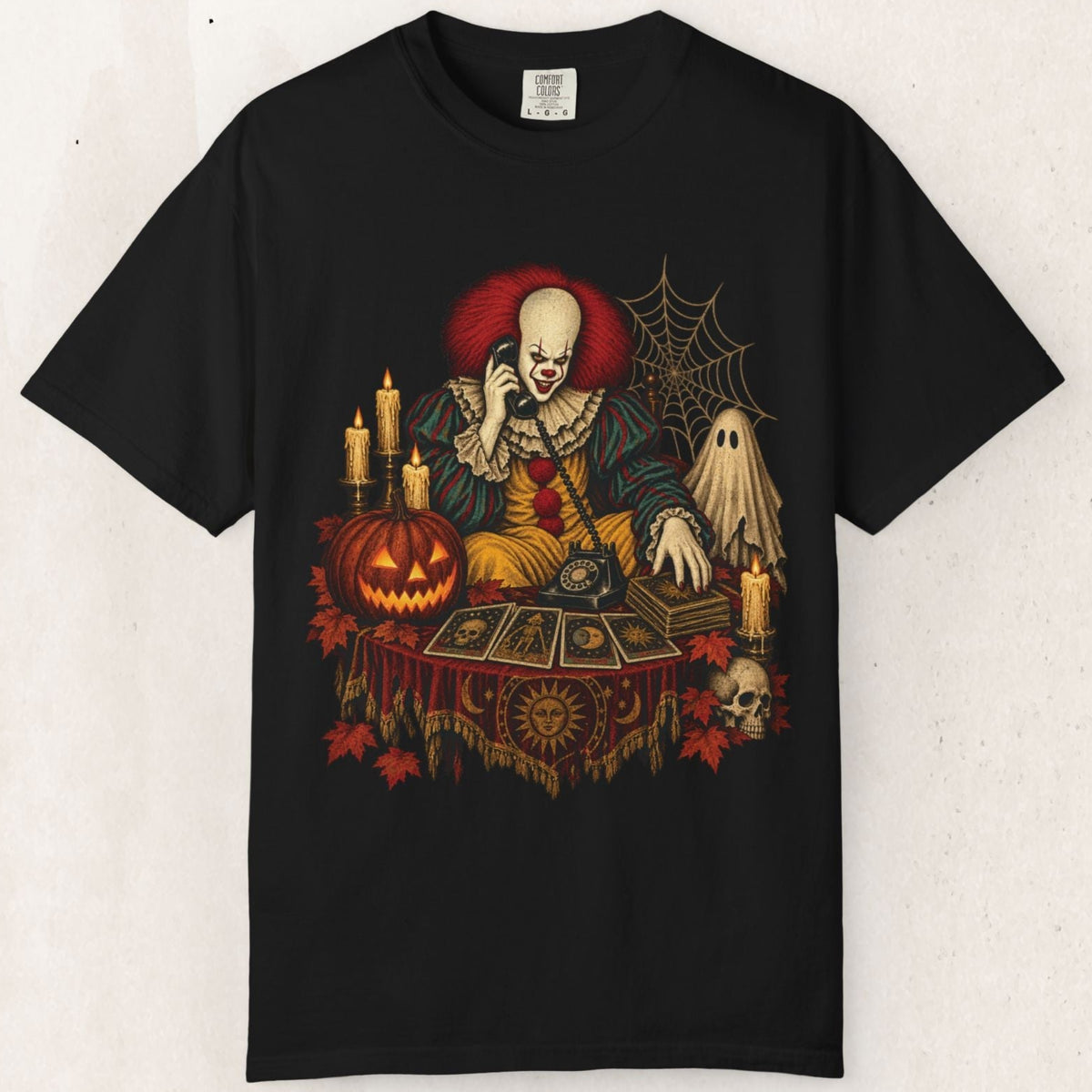 Pennywise Tarot Card Tee – Spooky Horror Clown Graphic – Black
