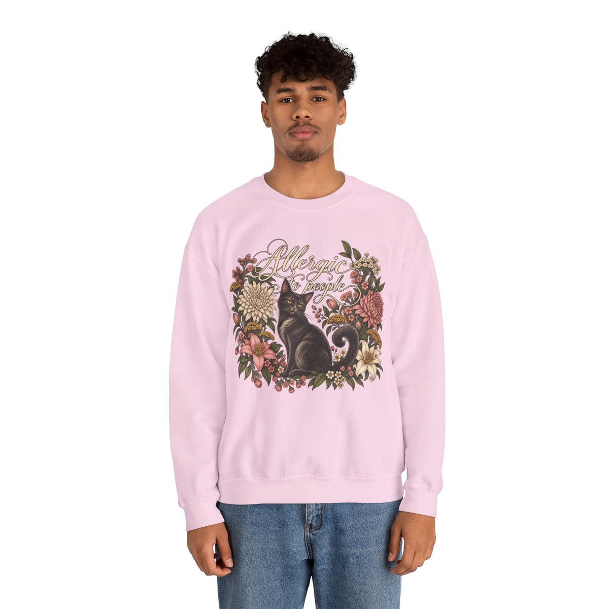 Allergic to People Cat Sweatshirt Printify