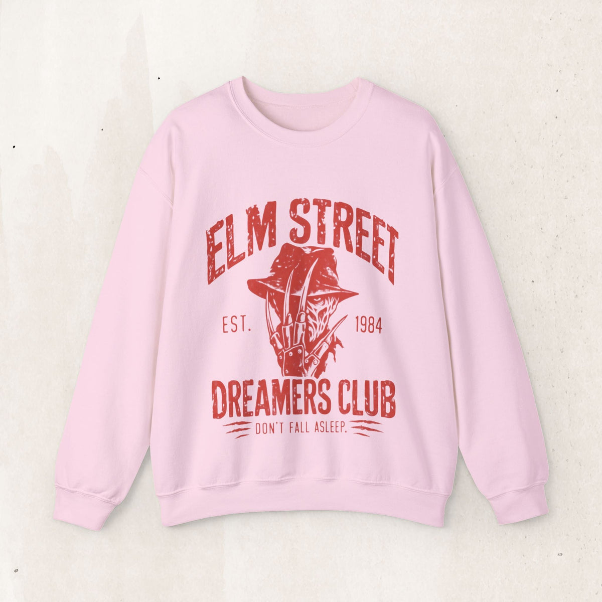 Elm Street Dreamers Club Crewneck Sweatshirt – Light Pink