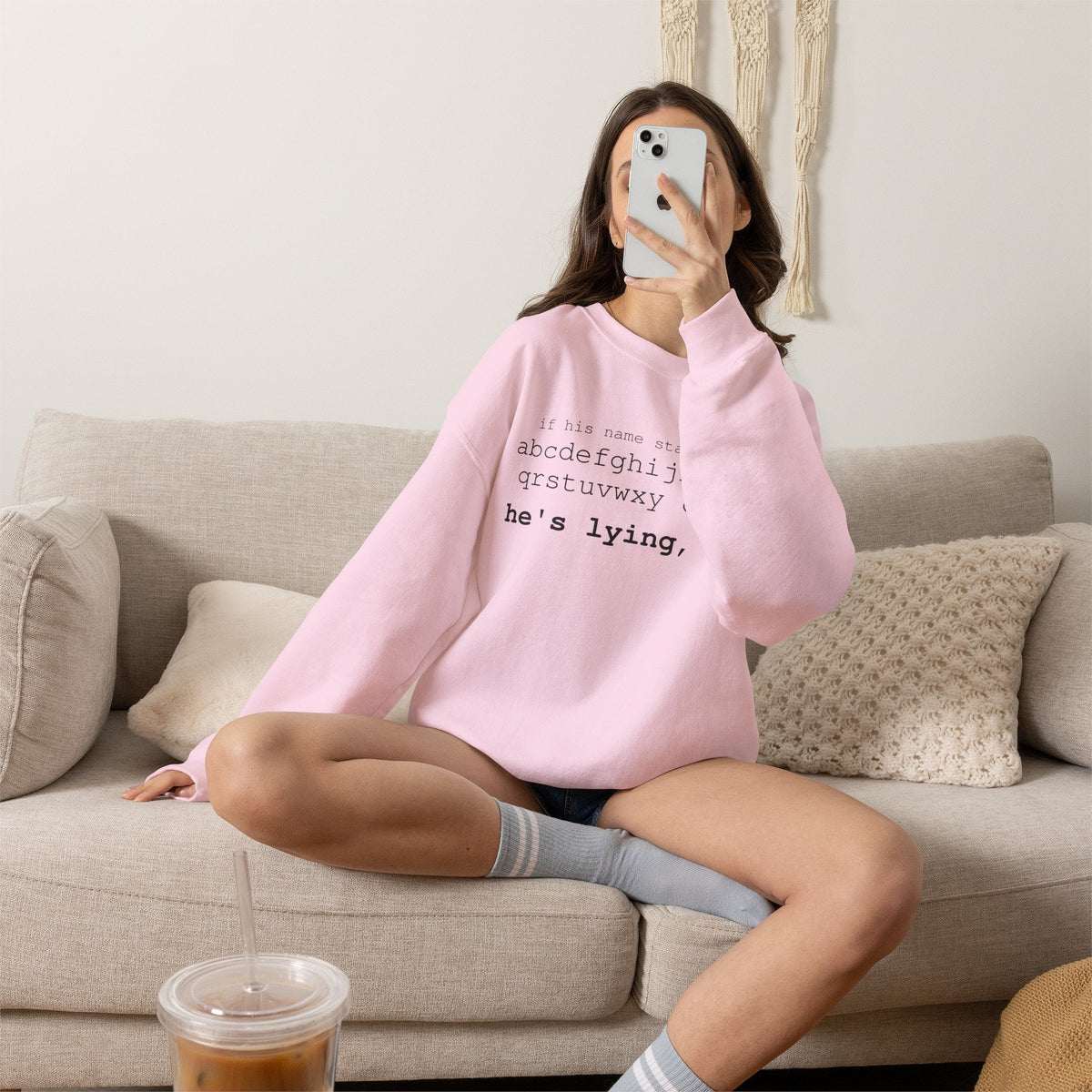 He's Lying, Sis Sweatshirt | Typographic alphabet humor tee Printify