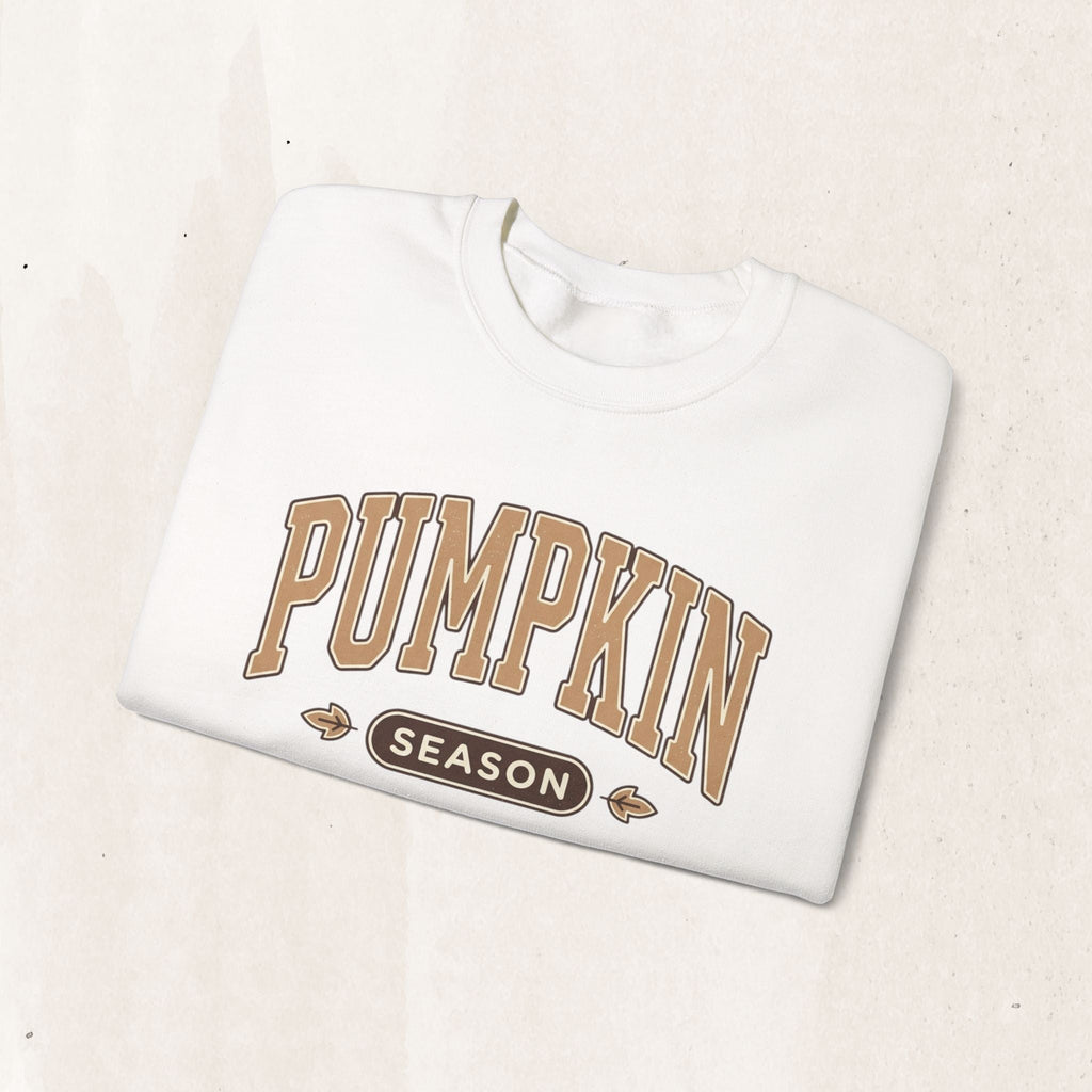 Wicked Thread Society white crewneck sweatshirt with vintage-style brown Pumpkin Season graphic print