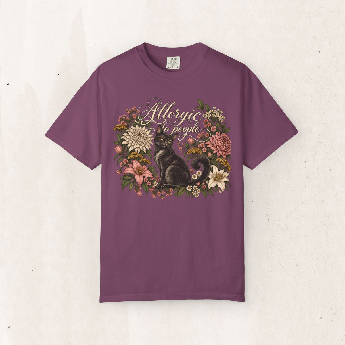 Allergic to Mornings Cat Tee – Berry