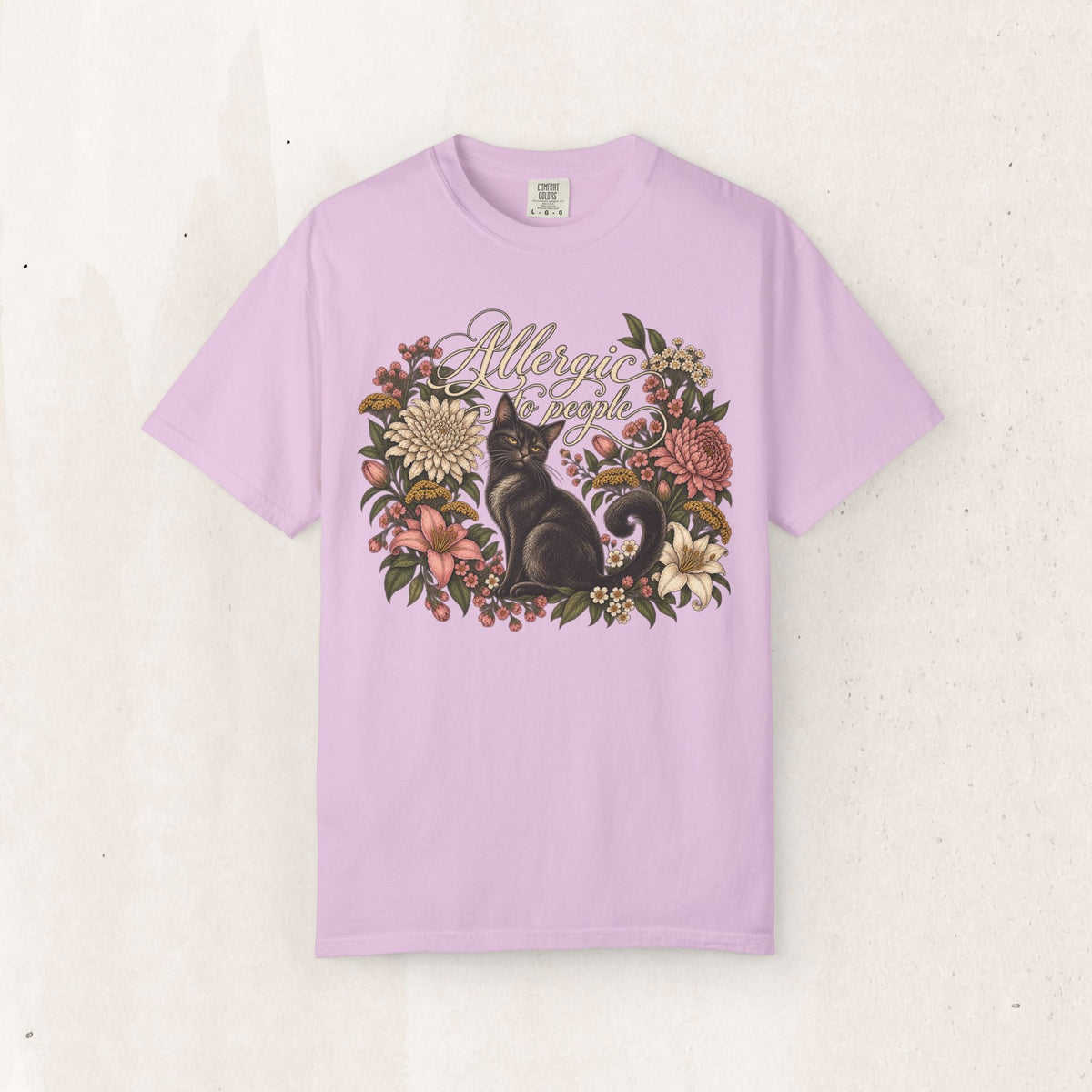 Allergic to Mornings Cat Tee – Orchid