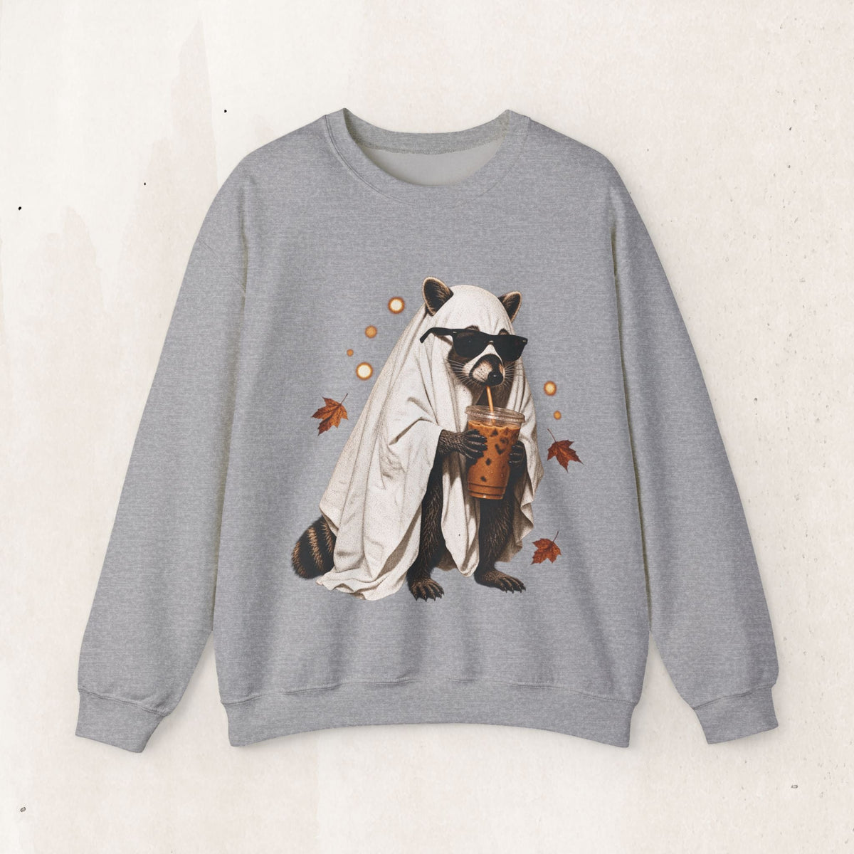 Raccoon Ghost Halloween Sweatshirt – Sport Grey