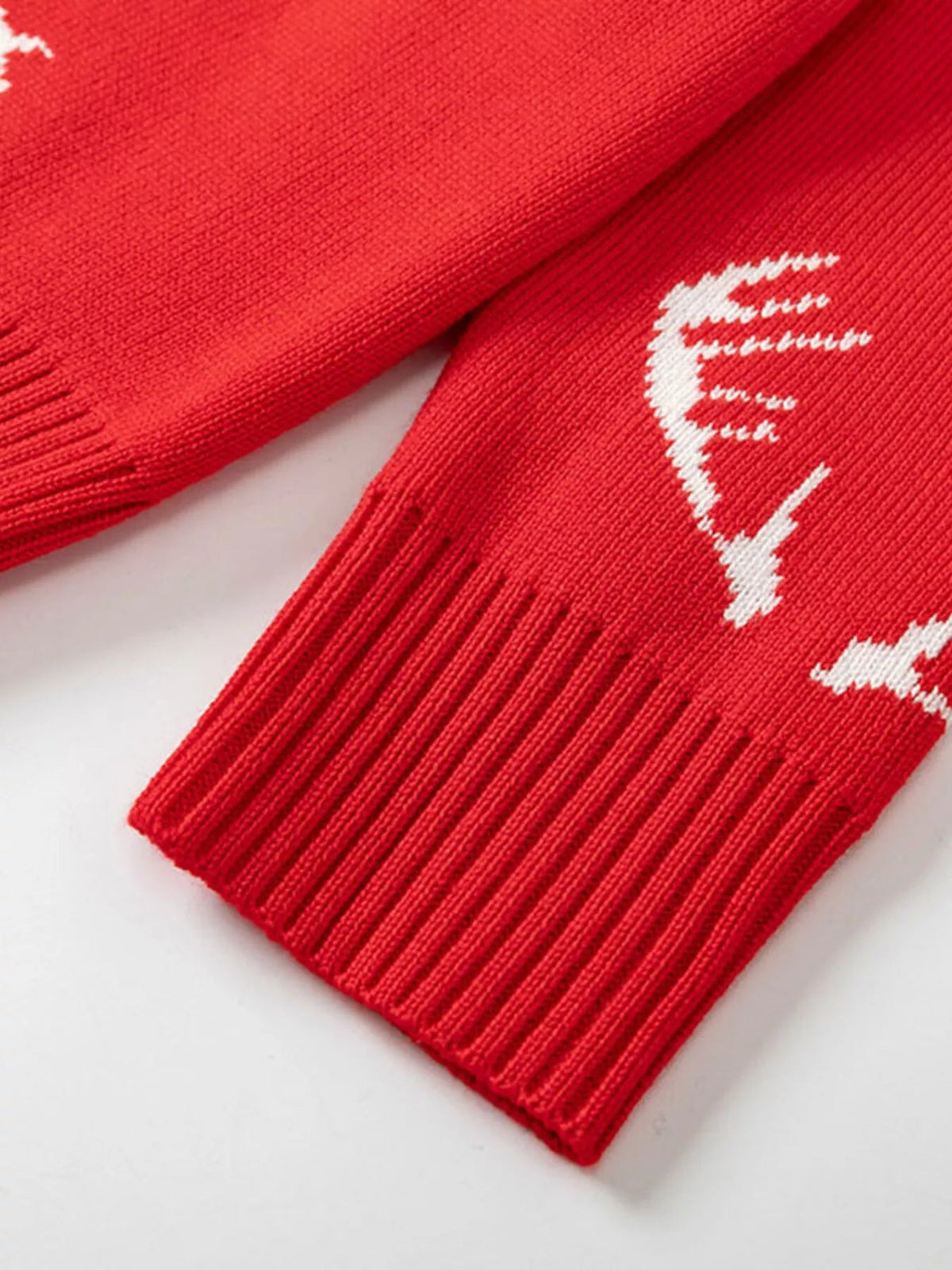 Kids Reindeer & Snowflake Sweater in Red, alternate view