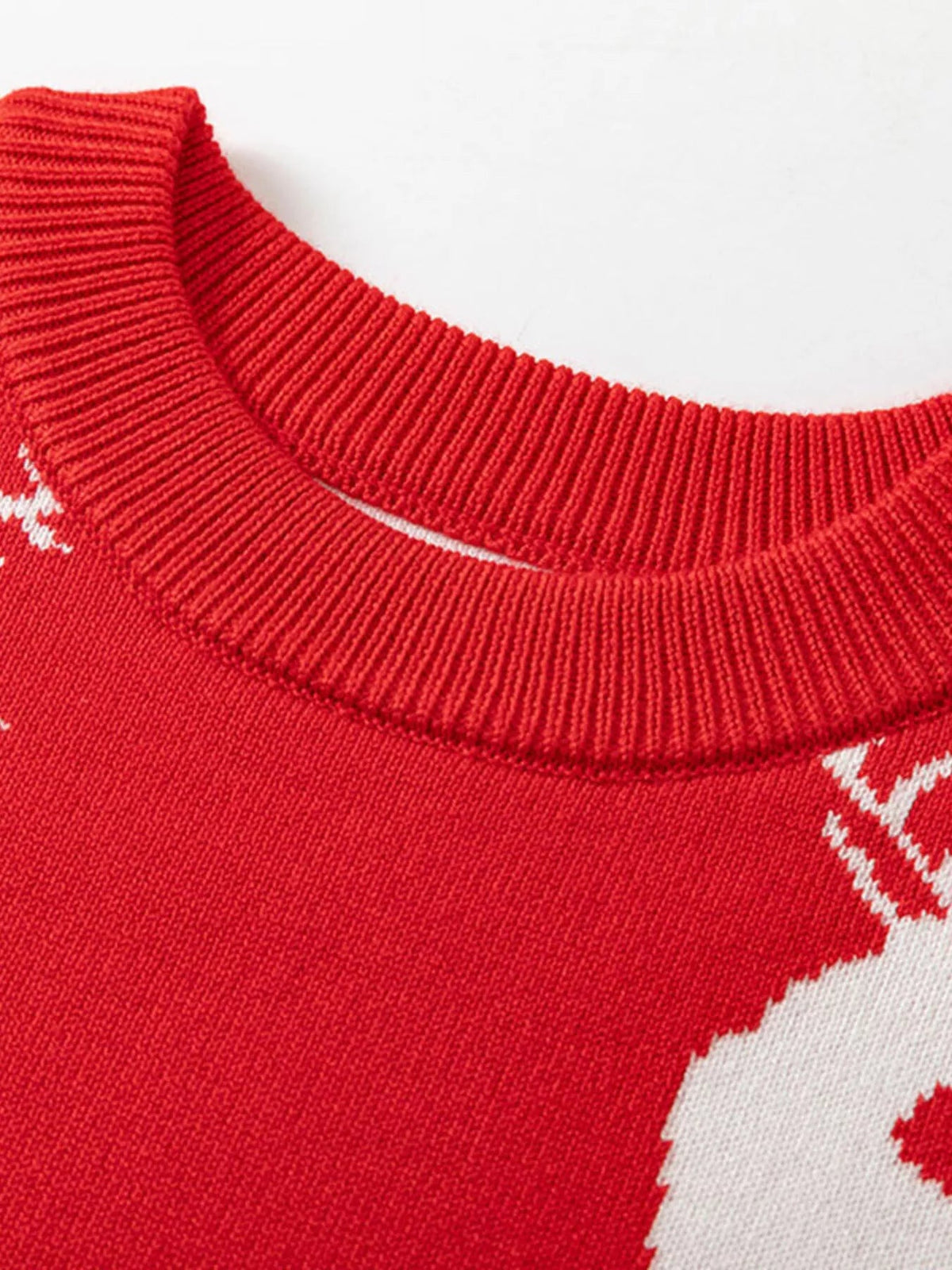 Kids Reindeer & Snowflake Sweater in Red, alternate view