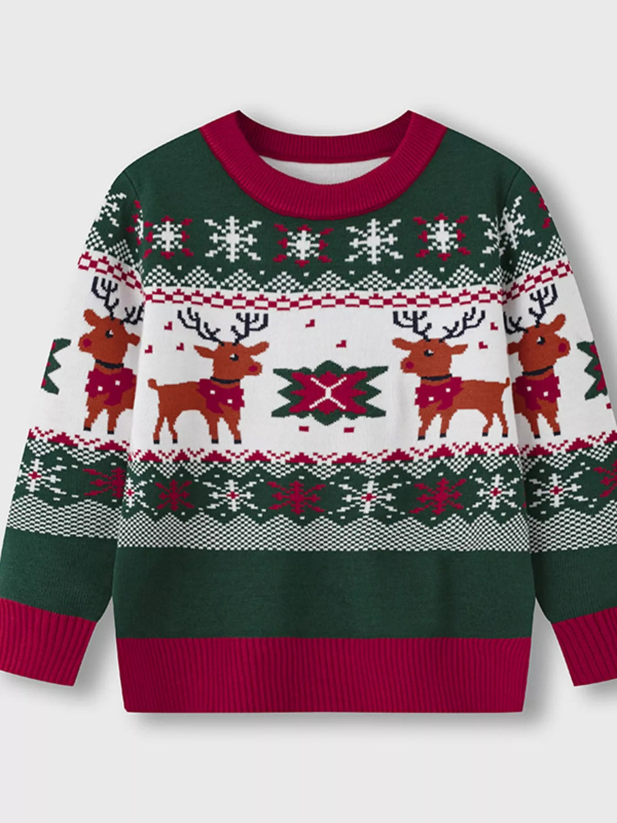 Kids Christmas Tree Sweater – Cozy Holiday Knit Pullover – Matcha Green