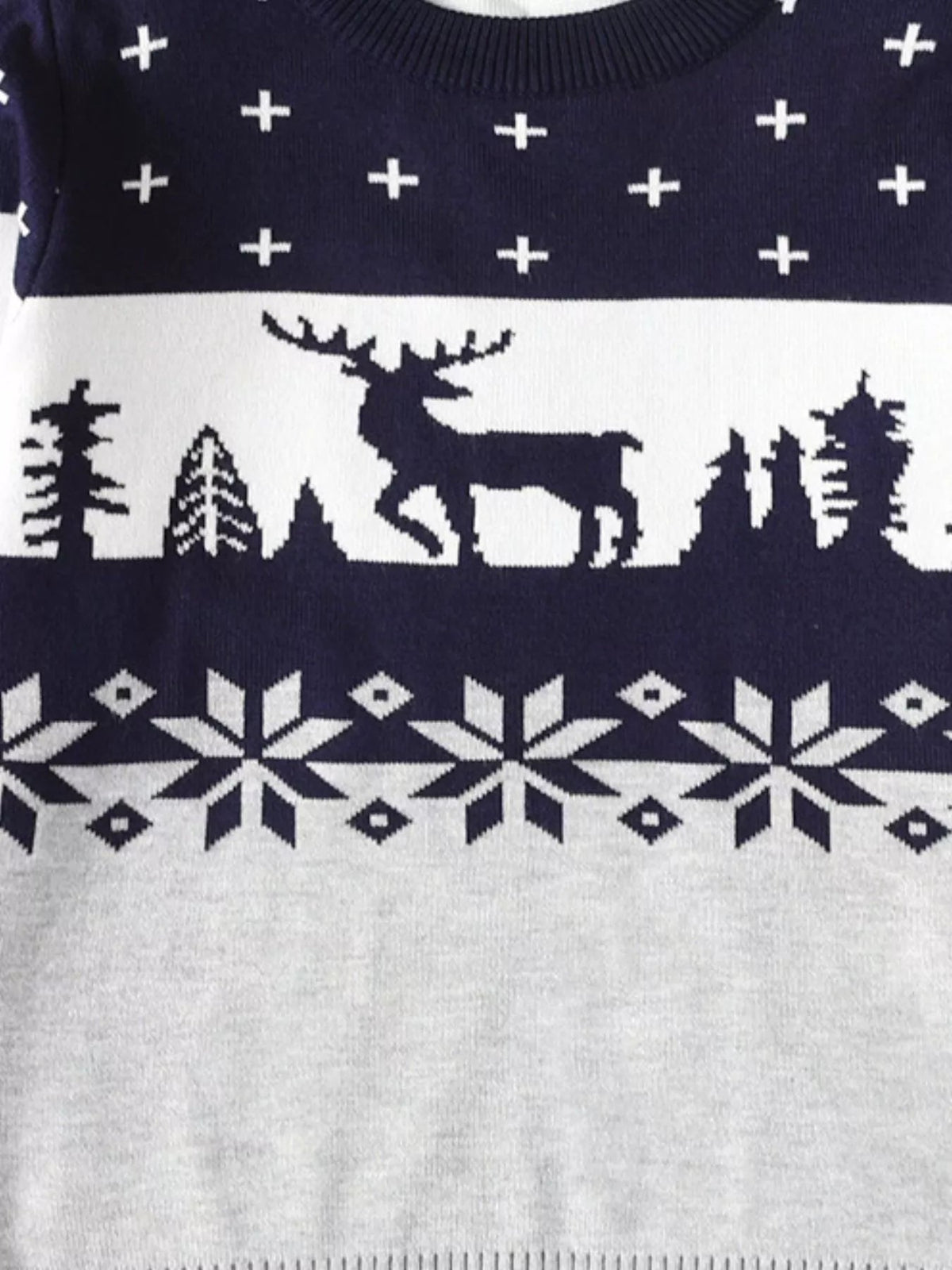 Kids Reindeer Christmas Sweater in Light Gray, alternate view