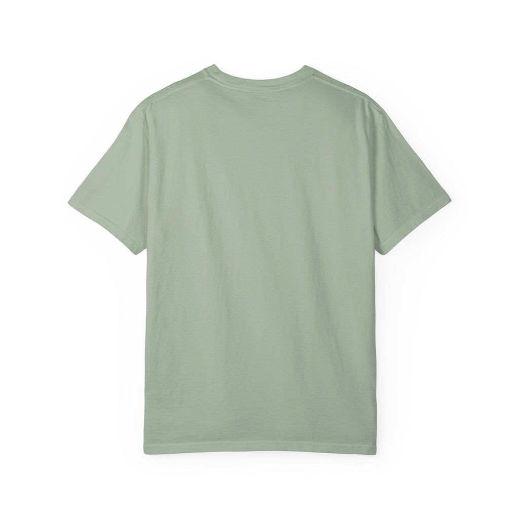 Back view of a sage green Wicked Thread Society crew neck t-shirt with a plain design.