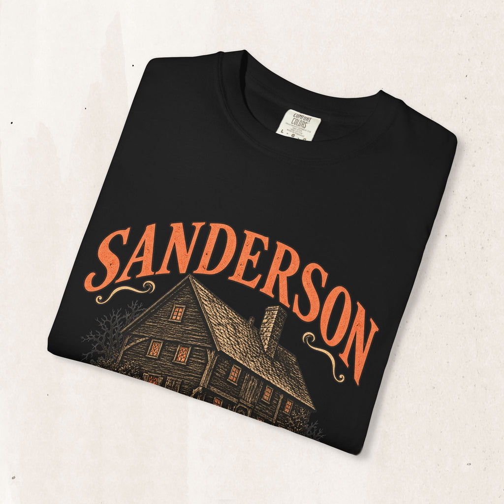 Wicked Thread Society black heavyweight cotton t-shirt with a vintage Sanderson Bed & Breakfast graphic print.