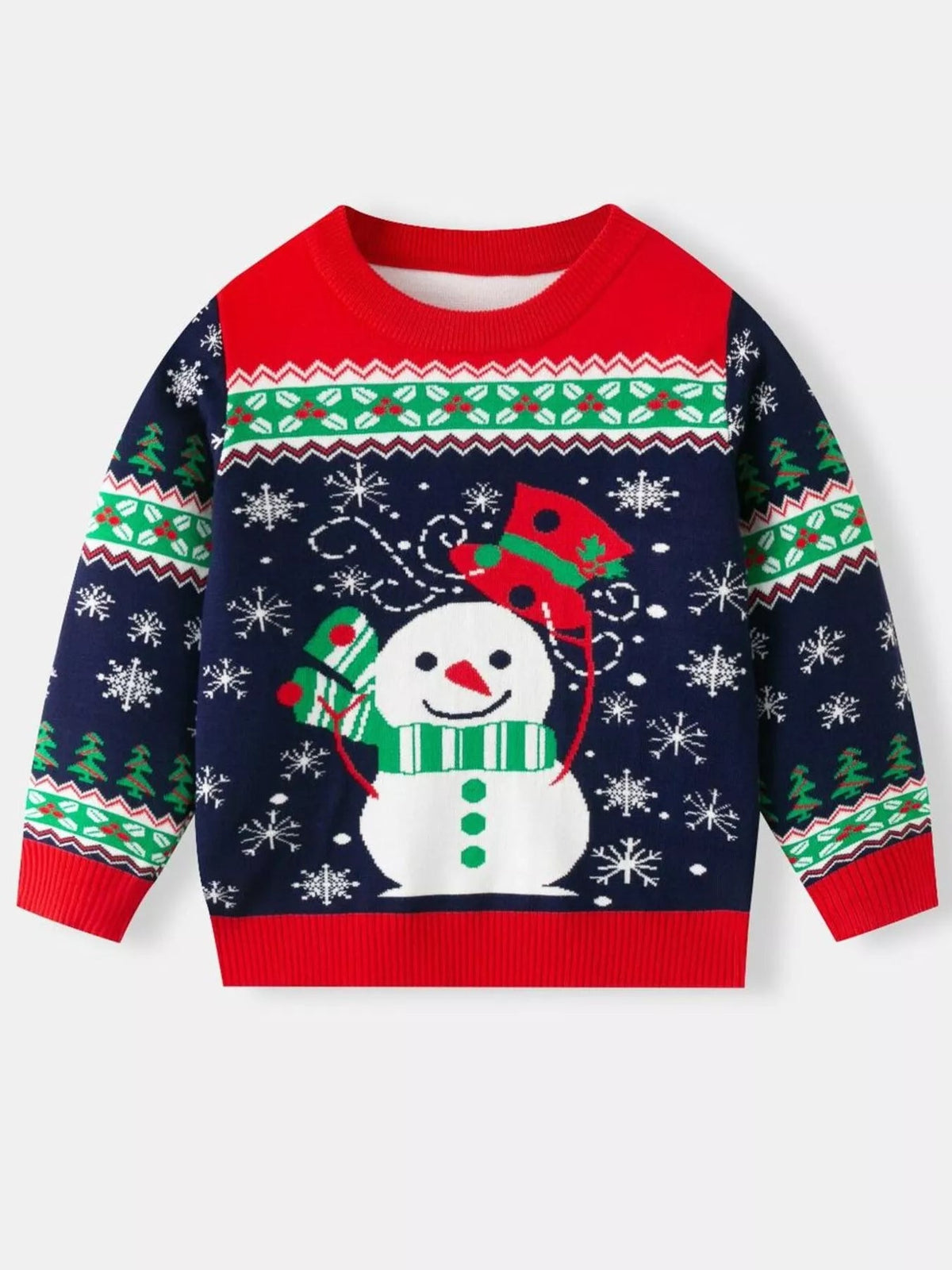 Kids Christmas Tree Sweater – Cozy Holiday Knit Pullover – Scarlet