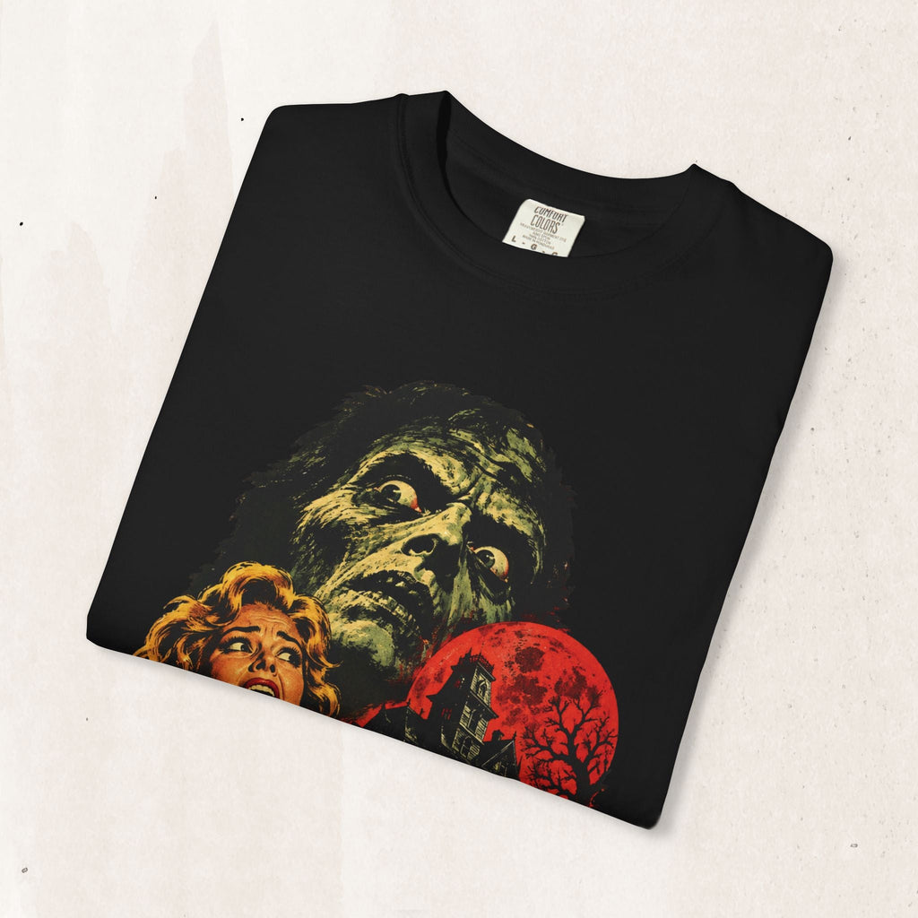 Wicked Thread Society black heavyweight cotton t-shirt featuring a vintage horror movie poster graphic print.