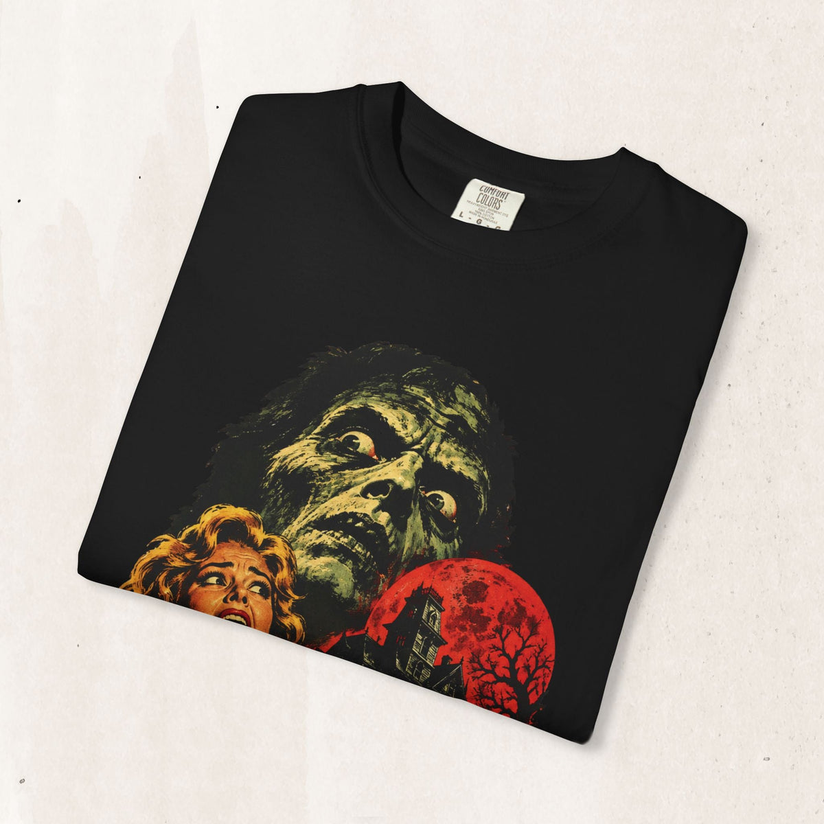 Wicked Thread Society black heavyweight cotton t-shirt featuring a vintage horror movie poster graphic print.