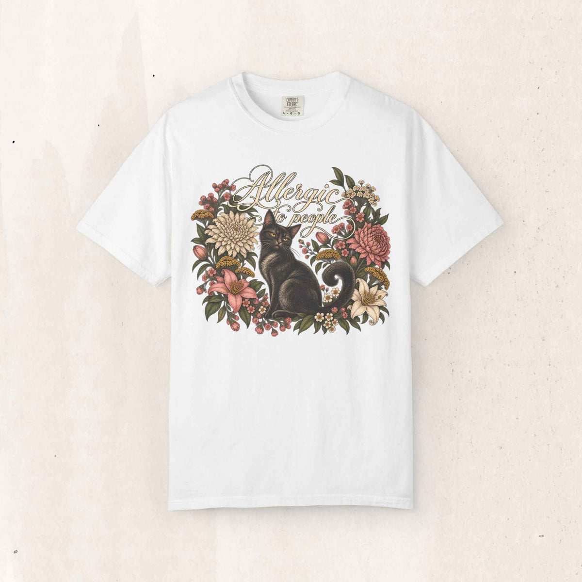Allergic to Mornings Cat Tee – White