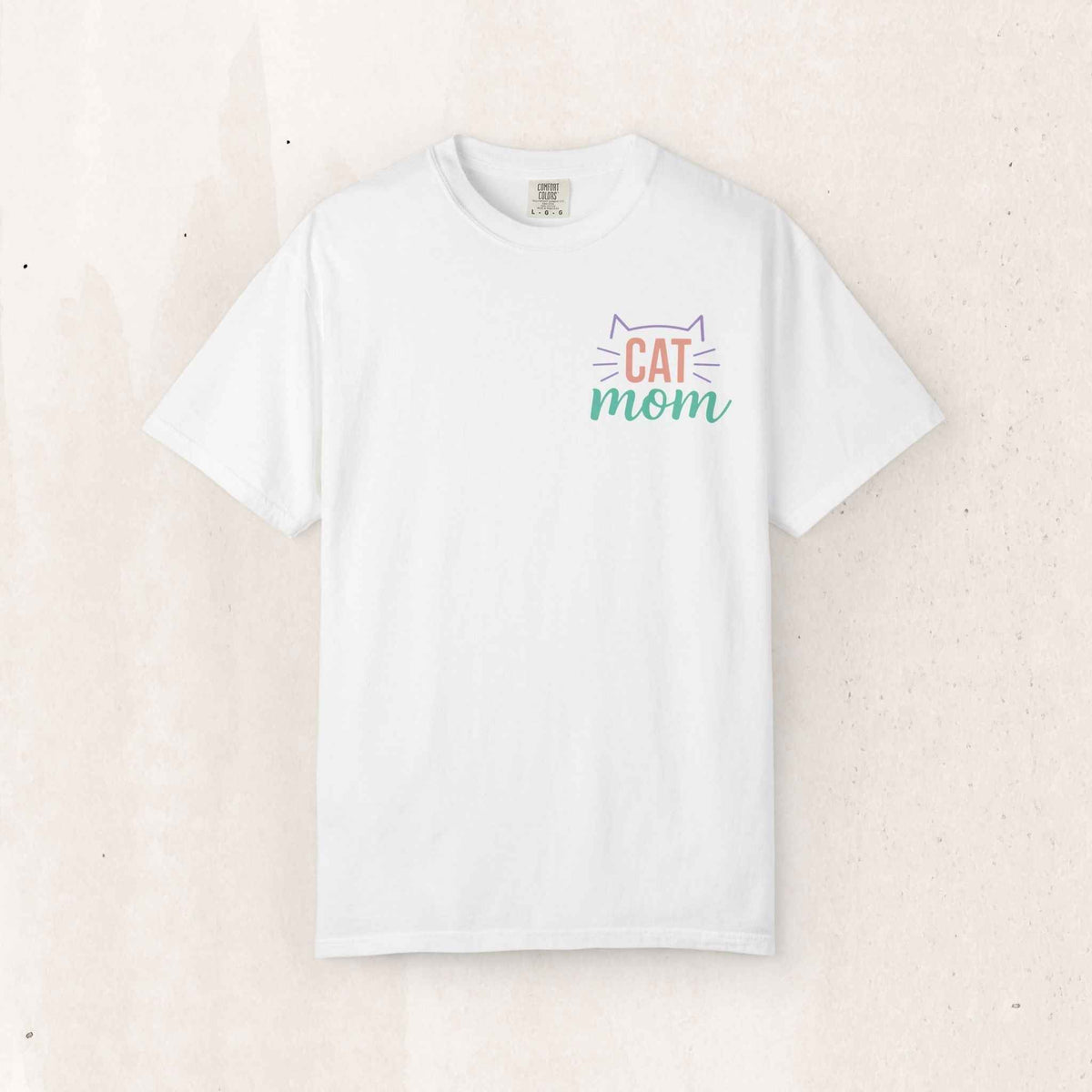 Cat Mom Tee – Minimal Cat Outline Graphic Shirt – White